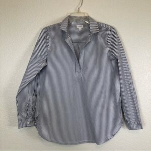 J Crew Pullover V Neck Striped Shirt Relaxed Fit Long Sleeve Small